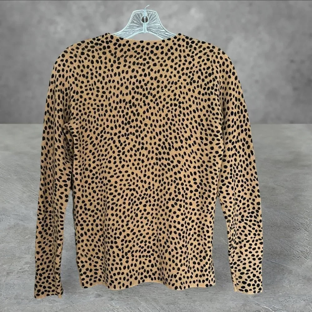 J. Crew 100% Cashmere Sweater - Cheeta Print - XS- MINT Condition